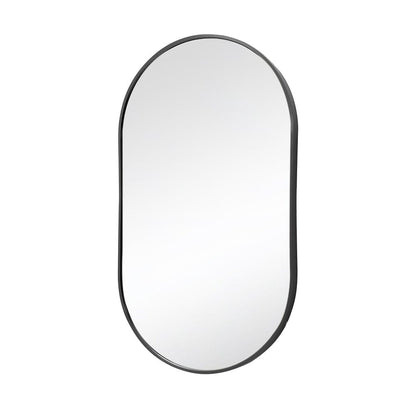 70cm Height Modern Oval Metal Bathroom Wall Mirror Black - House Comfort