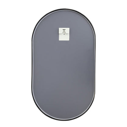 70cm Height Modern Oval Metal Bathroom Wall Mirror Black - House Comfort