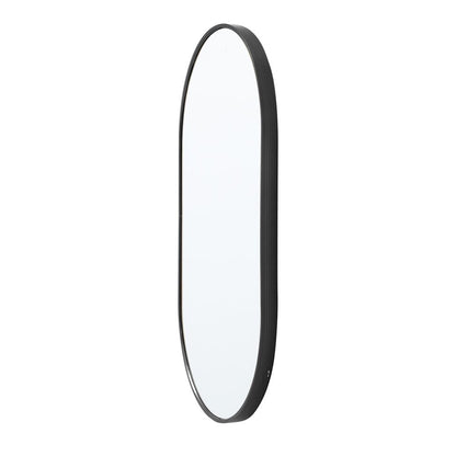 70cm Height Modern Oval Metal Bathroom Wall Mirror Black - House Comfort