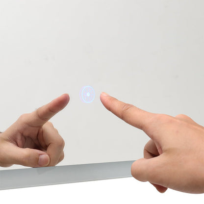 70cm Height Modern Rectangular LED Bathroom Mirror with Wall Mount Cabinet - House Comfort