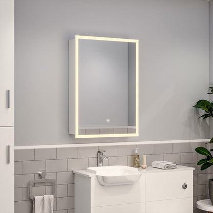 70cm Height Modern Rectangular LED Bathroom Mirror with Wall Mount Cabinet - House Comfort