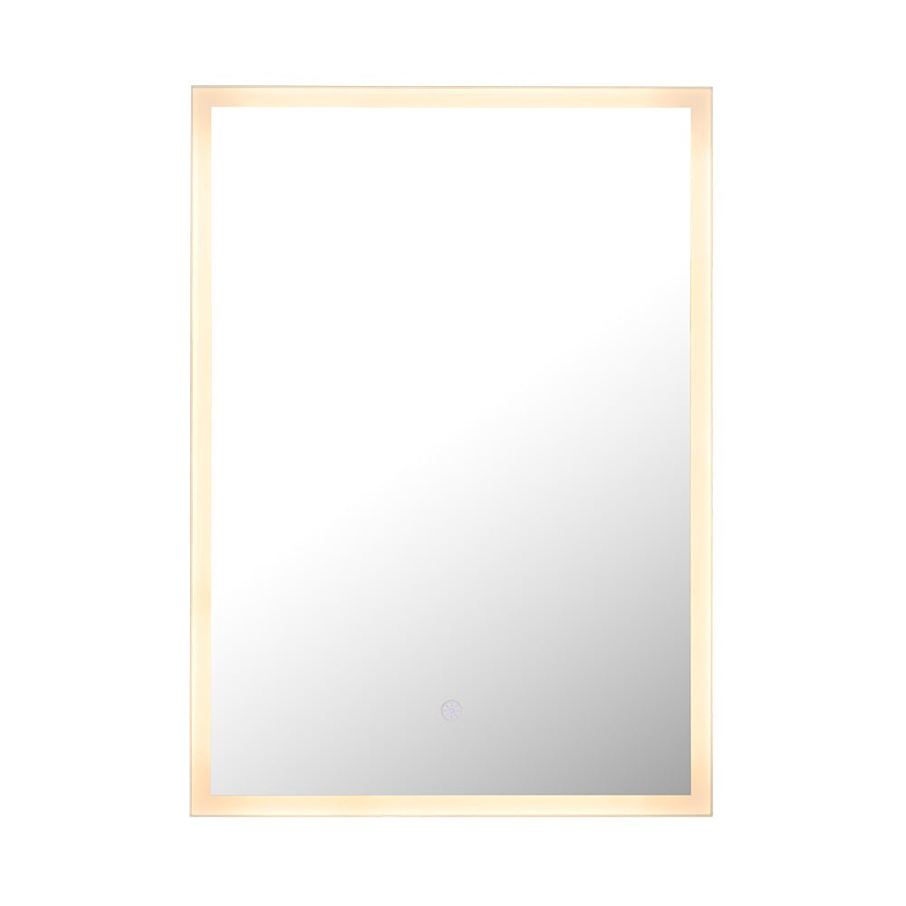70cm Height Modern Rectangular LED Bathroom Mirror with Wall Mount Cabinet - House Comfort
