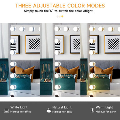 70cm W Rectangle Hollywood Vanity Mirror with 18 Dimmable LED Bulbs - House Comfort