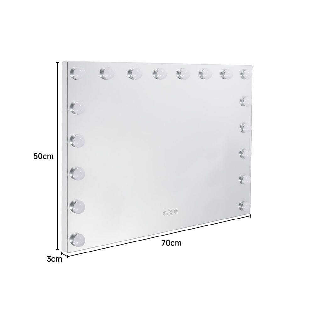 70cm W Rectangle Hollywood Vanity Mirror with 18 Dimmable LED Bulbs - House Comfort