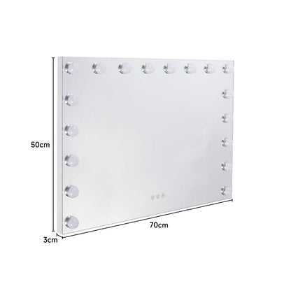 70cm W Rectangle Hollywood Vanity Mirror with 18 Dimmable LED Bulbs - House Comfort