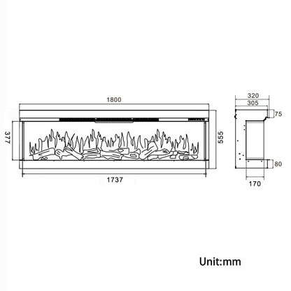 70Inch 3 - Sided Smart Electric Fireplace - House Comfort