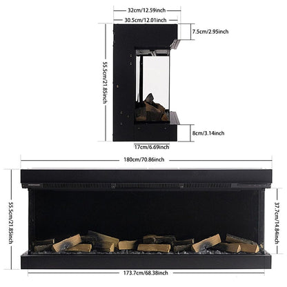 70Inch 3 - Sided Smart Electric Fireplace - House Comfort