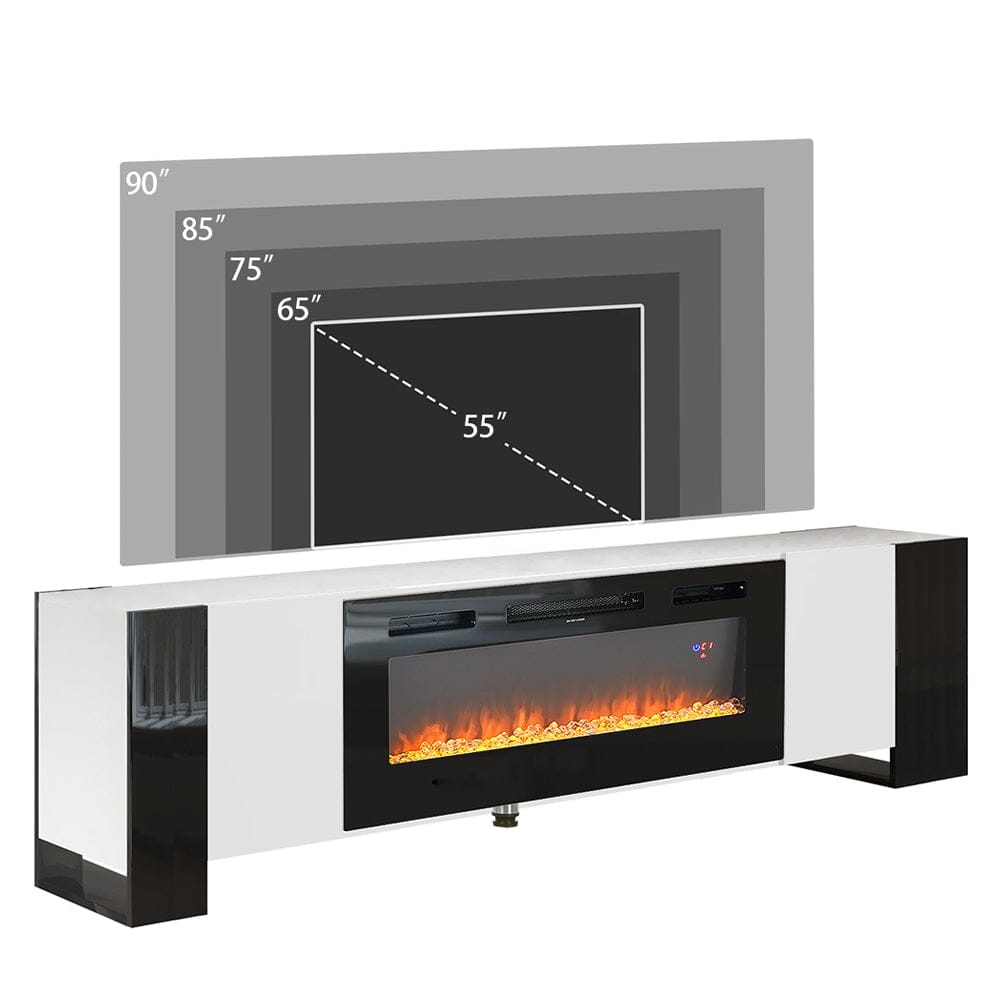 70inch W Modern LED TV Stand with 12 Colour Electric Fireplace - House Comfort
