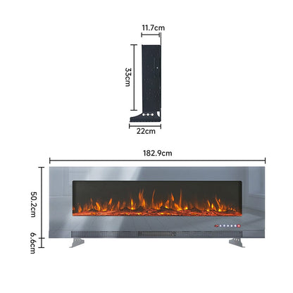 72 inch Wall Mounted Electric Fireplaces With Remote Control 9 Flame Colours Heater - House Comfort