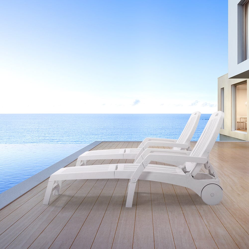 73.5cm W Outdoor Folding Lounge Chair Recliner with Wheels - House Comfort