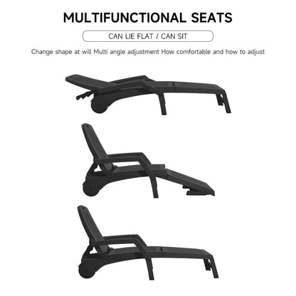 73.5cm W Outdoor Folding Lounge Chair Recliner with Wheels - House Comfort