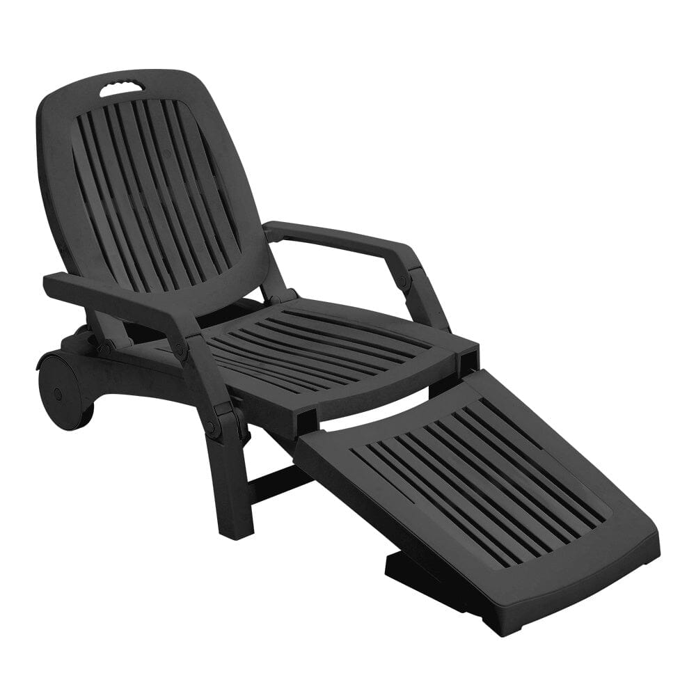 73.5cm W Outdoor Folding Lounge Chair Recliner with Wheels - House Comfort