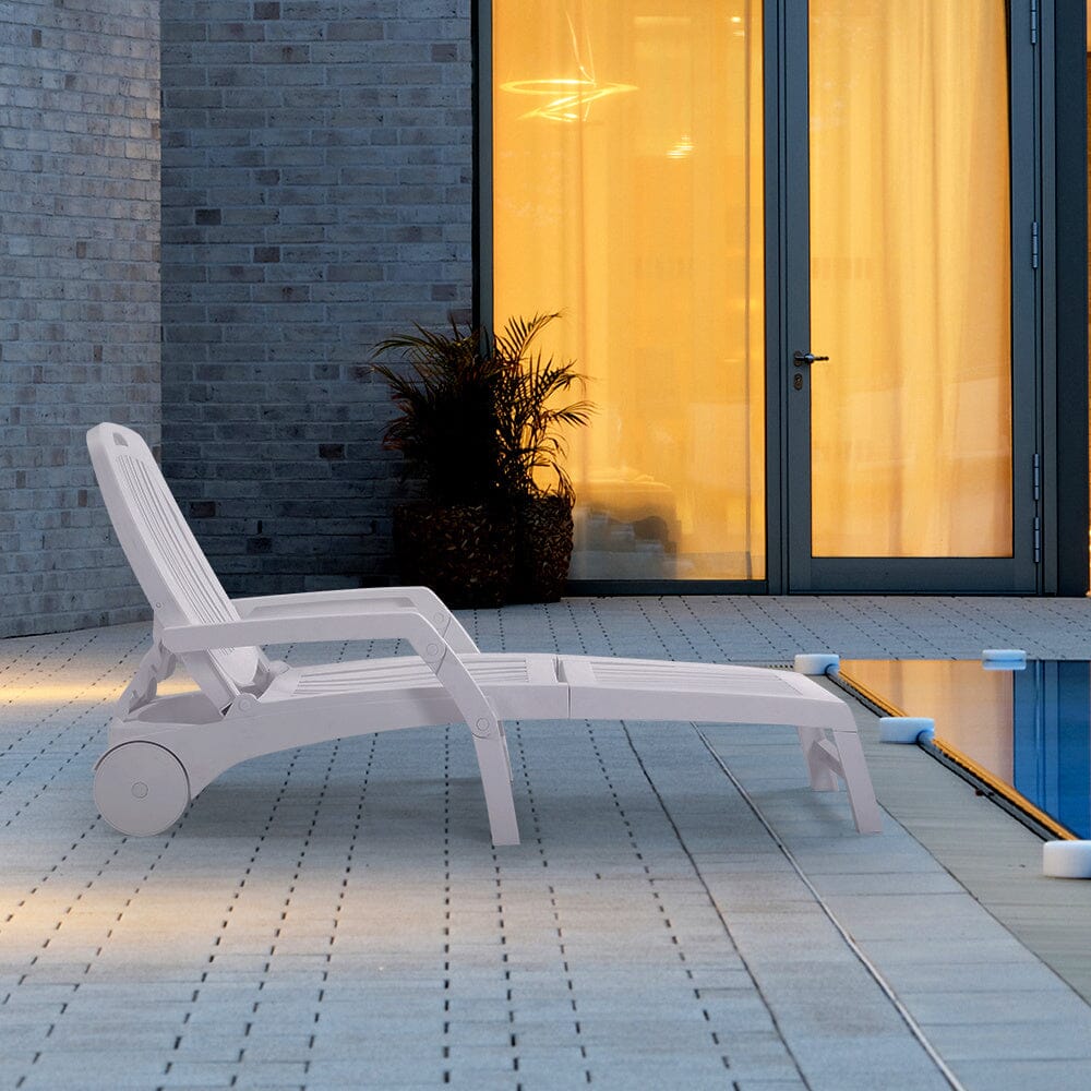 73.5cm W Outdoor Folding Lounge Chair Recliner with Wheels - House Comfort