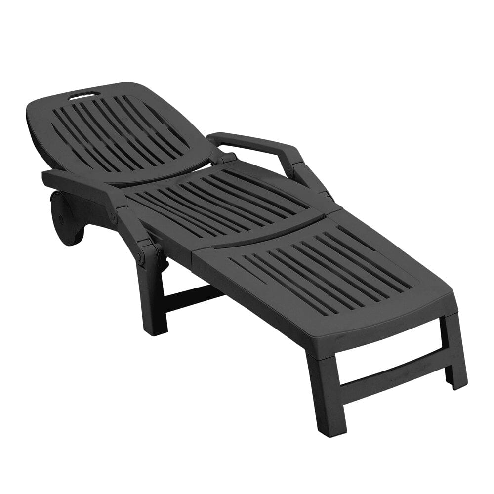 73.5cm W Outdoor Folding Lounge Chair Recliner with Wheels - House Comfort