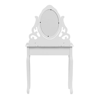 75cm W White Makeup Vanity Desk with Mirror and Stool - House Comfort
