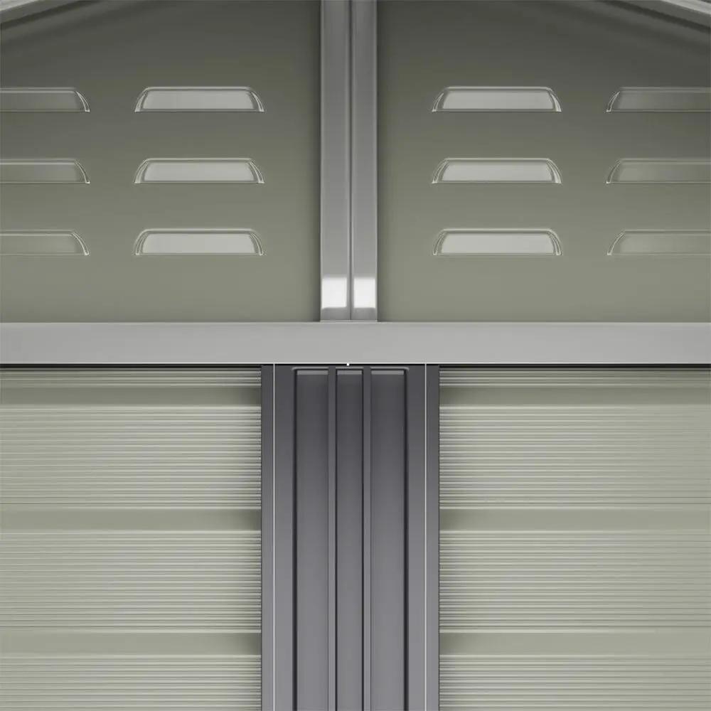 7×8 ft Charcoal Steel Tool Shed with Front Windows and Ventilation - House Comfort