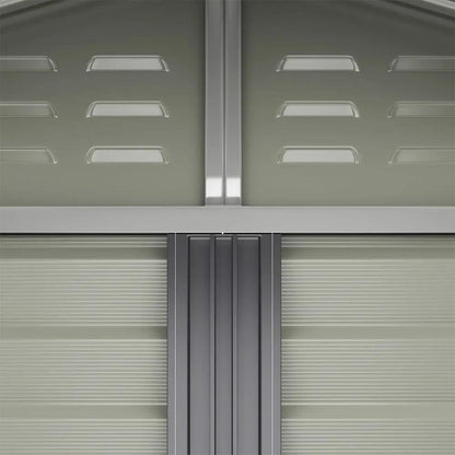 7×8 ft Charcoal Steel Tool Shed with Front Windows and Ventilation - House Comfort