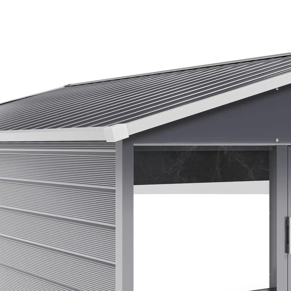 7×8 ft Charcoal Steel Tool Shed with Front Windows and Ventilation - House Comfort