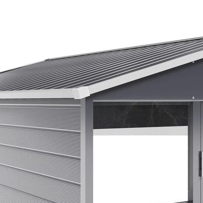 7×8 ft Charcoal Steel Tool Shed with Front Windows and Ventilation - House Comfort