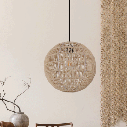 Lightsin Round Cotton Rope Pendant Light – Handwoven Ceiling Pendant for Living Room, Dining Room & Kitchen Velora Boutique