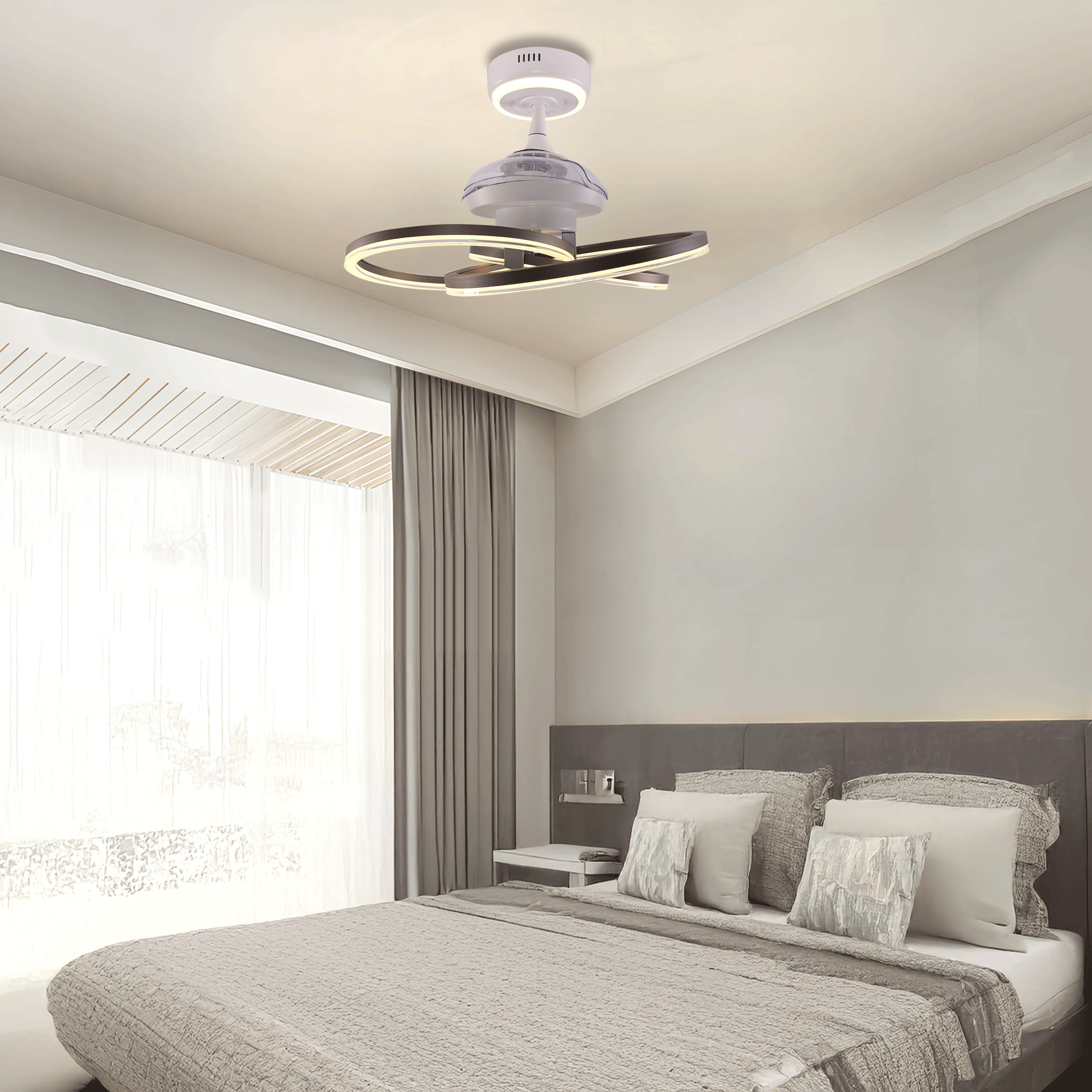 Lightsin Ceiling Fan with Light Quiet Copper Aluminum Fan Light with Remote Timer Control Velora Boutique