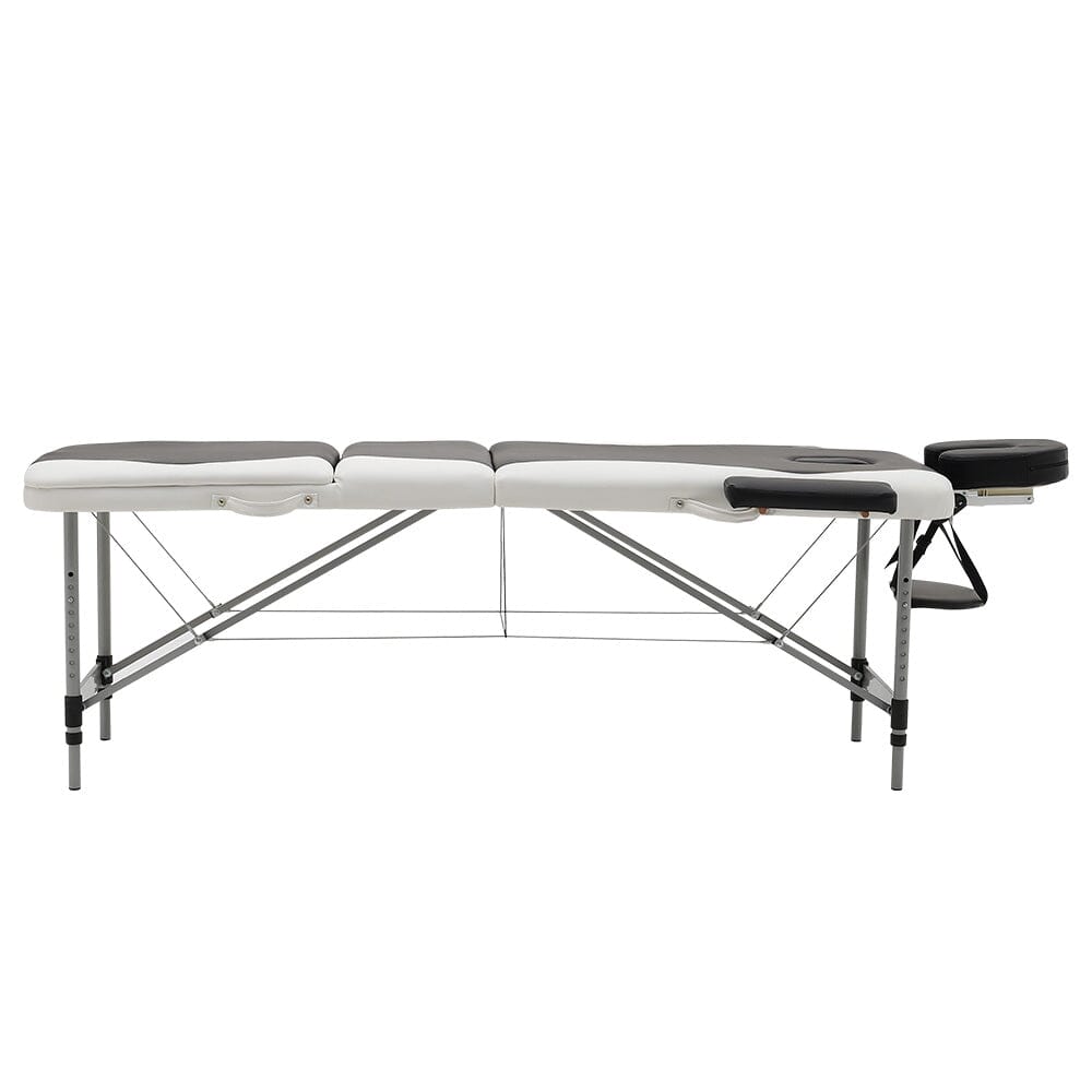 7ft W Black and White Leather Upholstered Adjustable Massage Bed - House Comfort