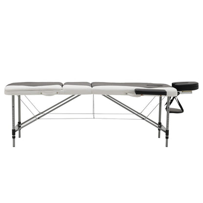 7ft W Black and White Leather Upholstered Adjustable Massage Bed - House Comfort