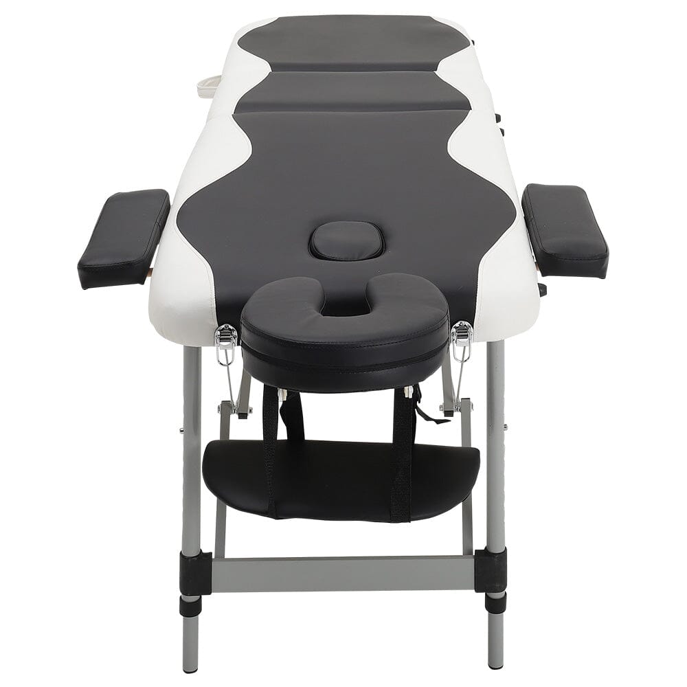 7ft W Black and White Leather Upholstered Adjustable Massage Bed - House Comfort