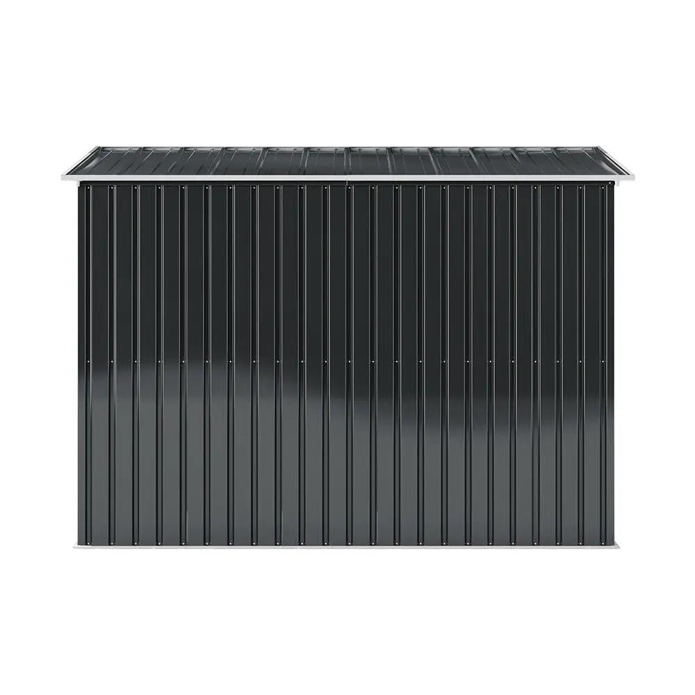 7X4ft/8.5X5.5ft/10x8ft Charcoal Black Storage Shed with Double Doors and Grid Window - House Comfort