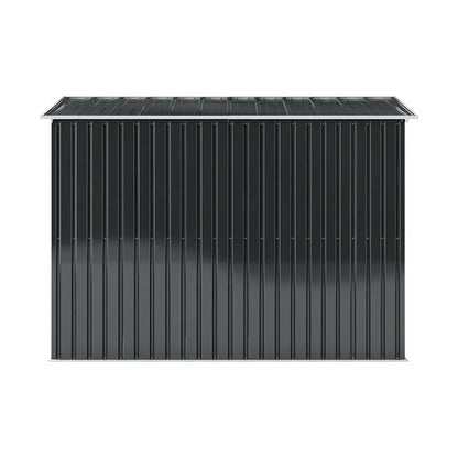7X4ft/8.5X5.5ft/10x8ft Charcoal Black Storage Shed with Double Doors and Grid Window - House Comfort
