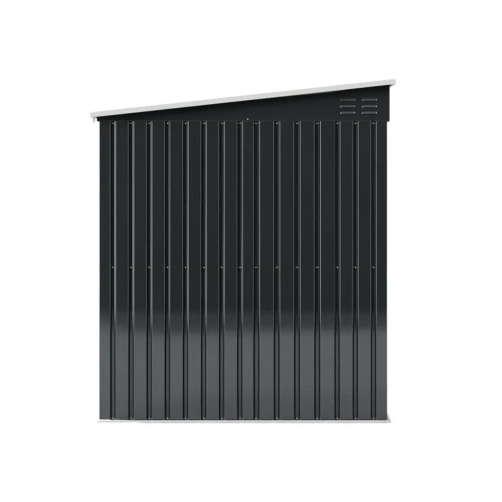 7X4ft/8.5X5.5ft/10x8ft Charcoal Black Storage Shed with Double Doors and Grid Window - House Comfort