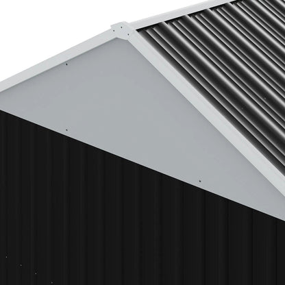 7X4ft/8.5X5.5ft/10x8ft Charcoal Black Storage Shed with Double Doors and Grid Window - House Comfort