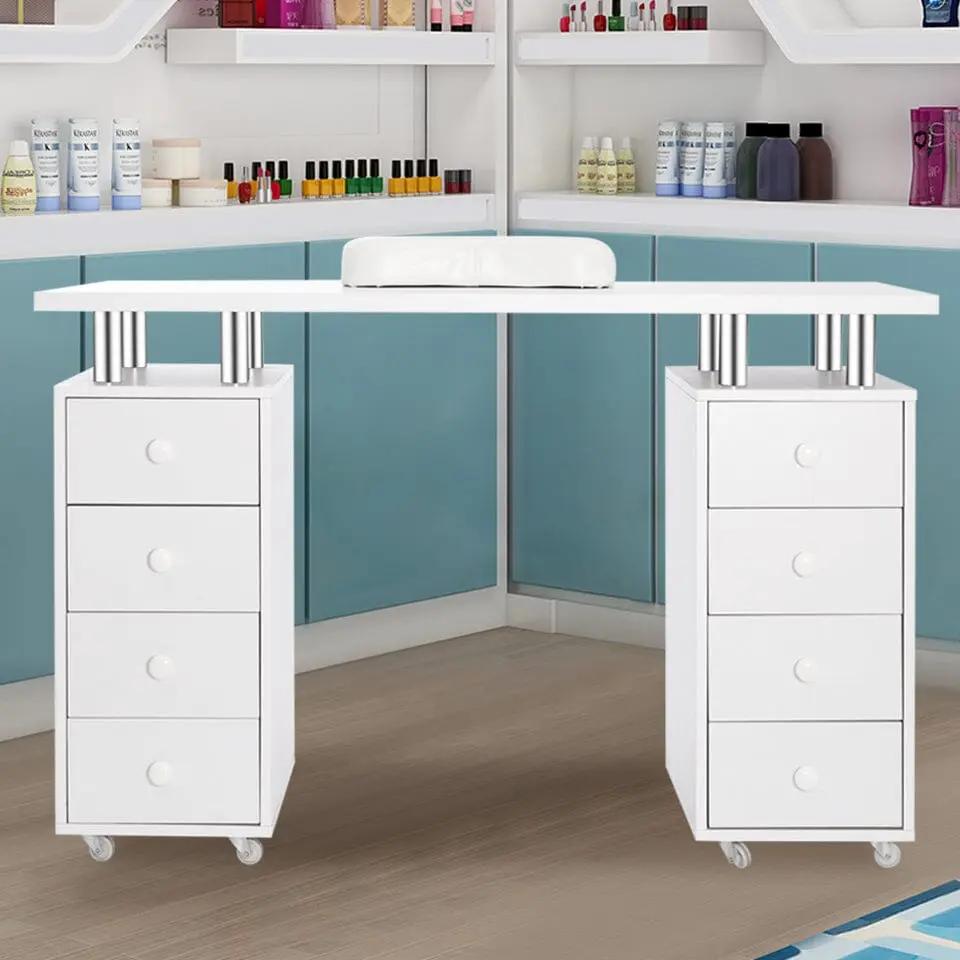 8 - drawer Manicure Station Nail Beauty Table on Wheels for Salons - House Comfort