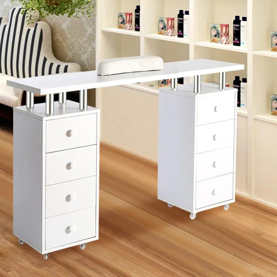 8 - drawer Manicure Station Nail Beauty Table on Wheels for Salons - House Comfort
