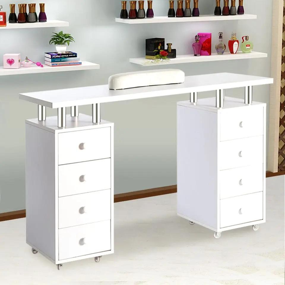 8 - drawer Manicure Station Nail Beauty Table on Wheels for Salons - House Comfort