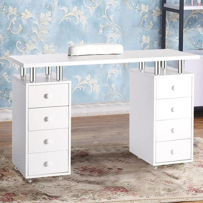 8 - drawer Manicure Station Nail Beauty Table on Wheels for Salons - House Comfort