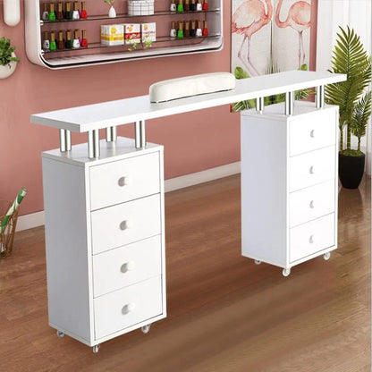 8 - drawer Manicure Station Nail Beauty Table on Wheels for Salons - House Comfort