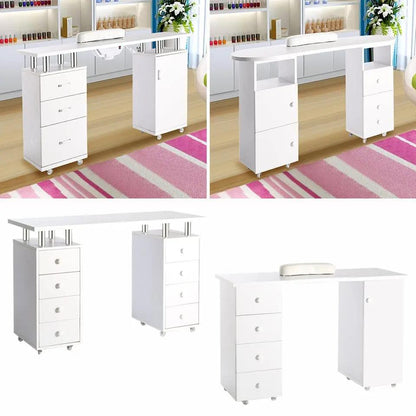 8 - drawer Manicure Station Nail Beauty Table on Wheels for Salons - House Comfort