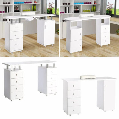 8 - drawer Manicure Station Nail Beauty Table on Wheels for Salons - House Comfort