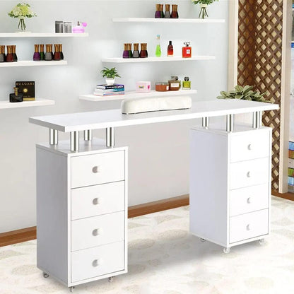 8 - drawer Manicure Station Nail Beauty Table on Wheels for Salons - House Comfort