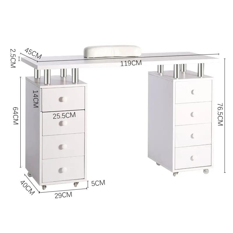 8 - drawer Manicure Station Nail Beauty Table on Wheels for Salons - House Comfort