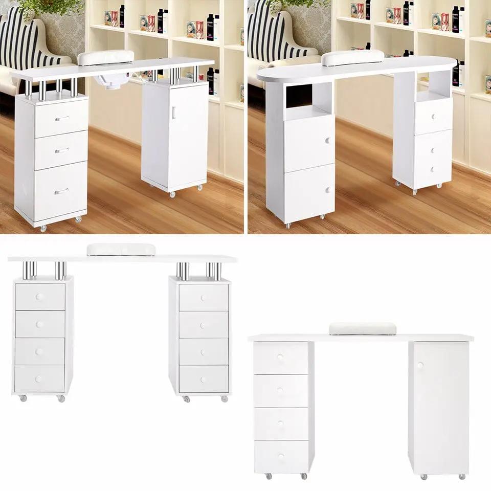 8 - drawer Manicure Station Nail Beauty Table on Wheels for Salons - House Comfort