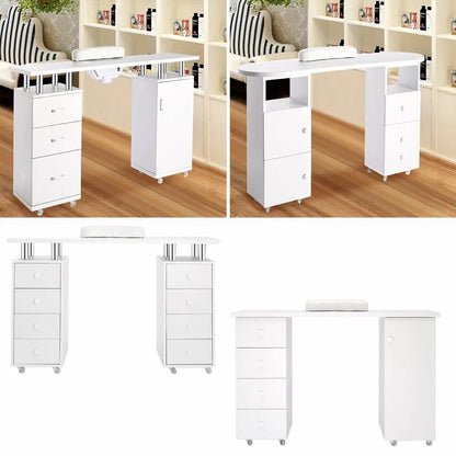 8 - drawer Manicure Station Nail Beauty Table on Wheels for Salons - House Comfort
