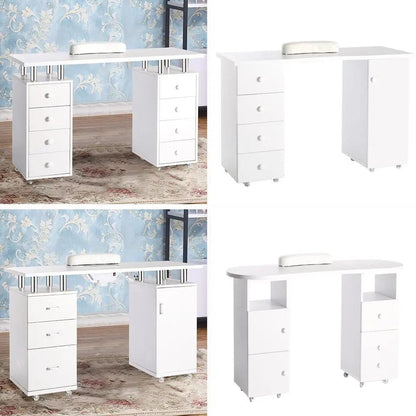 8 - drawer Manicure Station Nail Beauty Table on Wheels for Salons - House Comfort