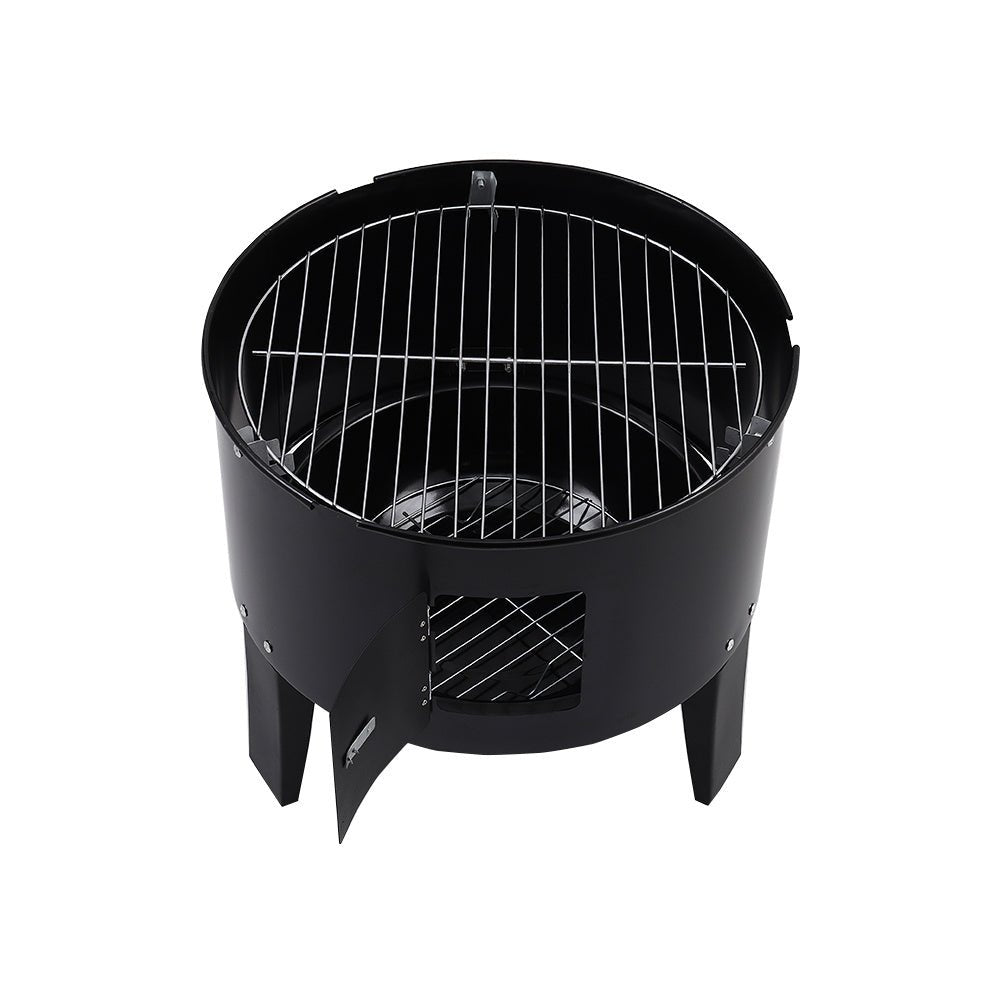 80 cm H 3 in 1 BBQ Charcoal Grill 3 Tier Smoker - House Comfort