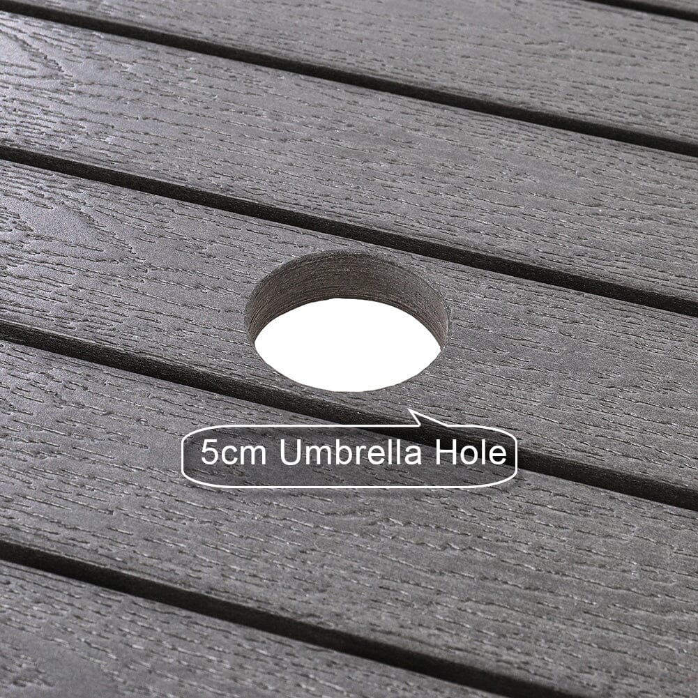 80/120/150cm Wide Rectangular Outdoor Dining Table with Parasol Hole - House Comfort