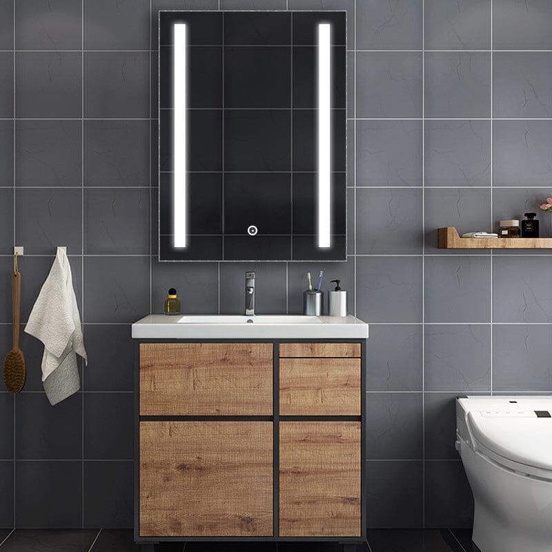 80cm Height LED Bathroom Mirror Cabinet with Shelves Socket - House Comfort