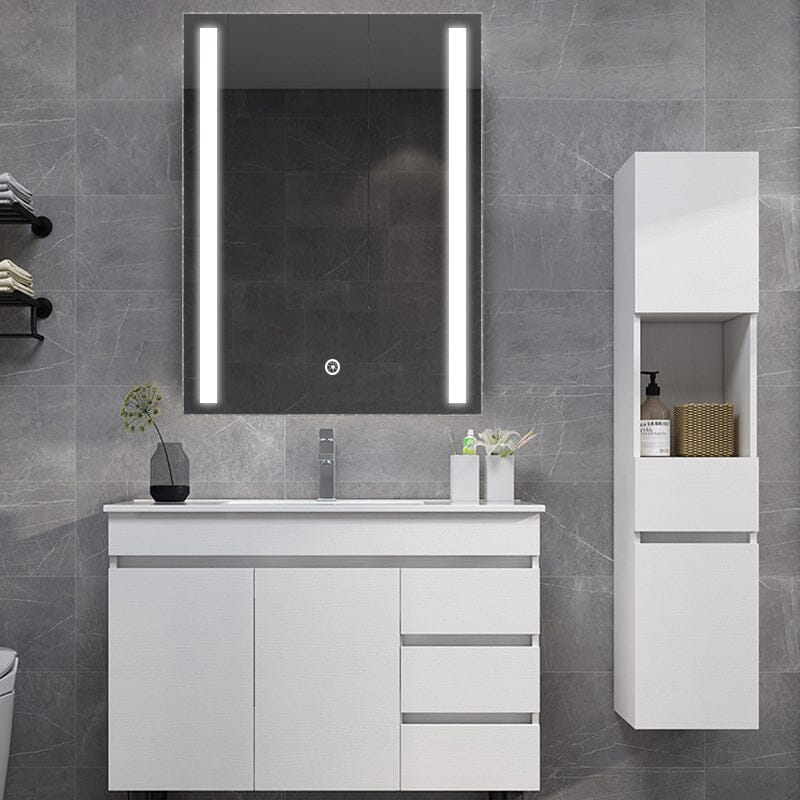 80cm Height LED Bathroom Mirror Cabinet with Shelves Socket - House Comfort