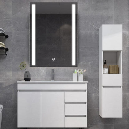 80cm Height LED Bathroom Mirror Cabinet with Shelves Socket - House Comfort