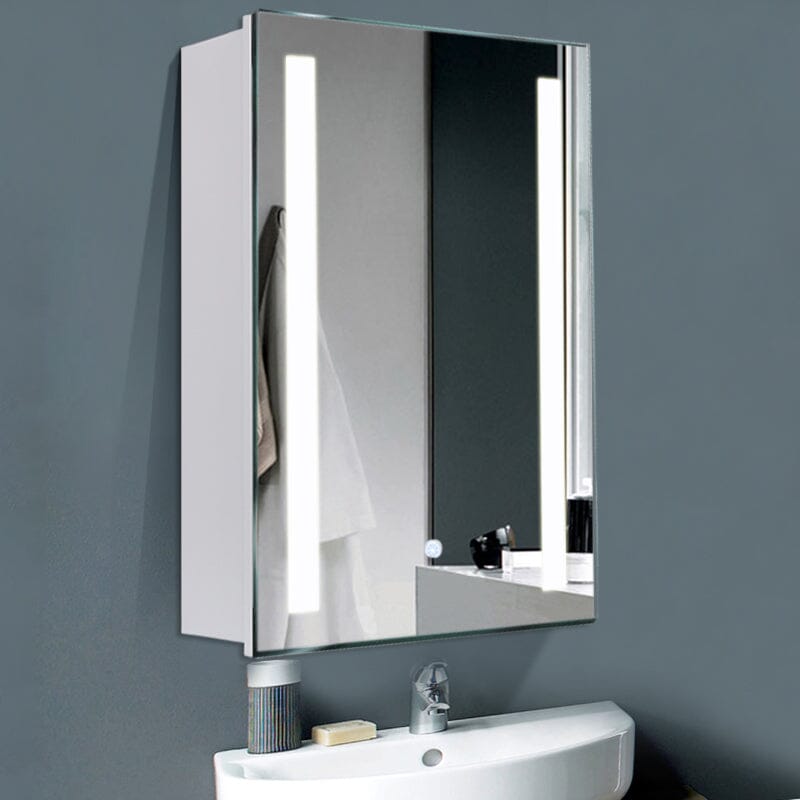 80cm Height LED Bathroom Mirror Cabinet with Shelves Socket - House Comfort